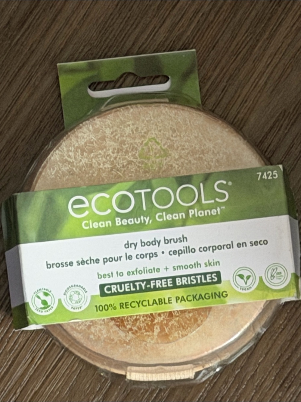 ecotools Natural Beige Dry Body Brush with Green Packaging